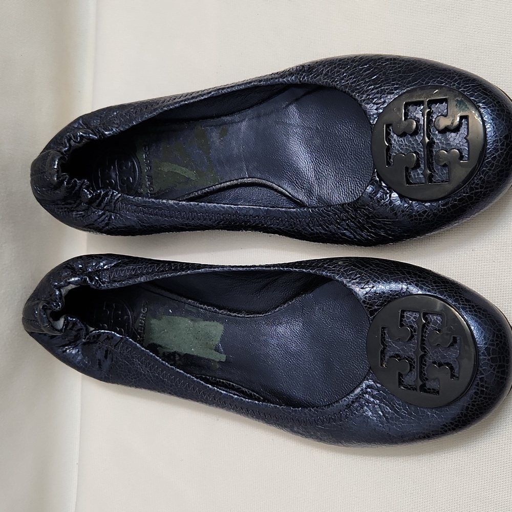Tory Burch Leather Blue Ballet Flats (W Size 8)